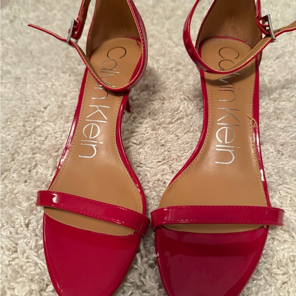 Calvin Klein Red Strappy Heels - Picture 1 of 3